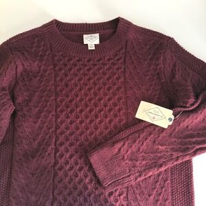 St Johns Bay Cable knit Sweater Womens Sz PS Burgundy Gilmore Girls academia